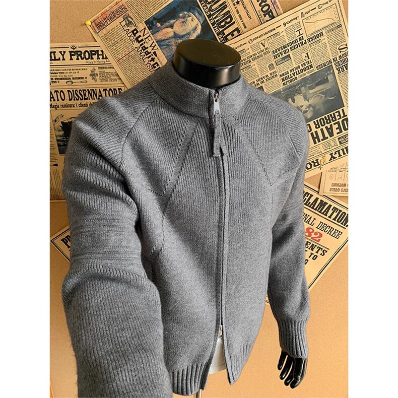 冬季保暖立领双拉链宽松大码长袖针织开衫毛衣外套男MY126-特P53，男装针织衫/毛衣，电商A001-1