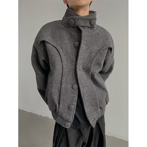 【有货】DR3001-P113秋冬复古短款毛呢大衣男重磅网红解构外套图片