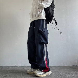 美式学院风条纹休闲裤子男款秋冬季高街复古阔腿运动裤LK911-P36图片
