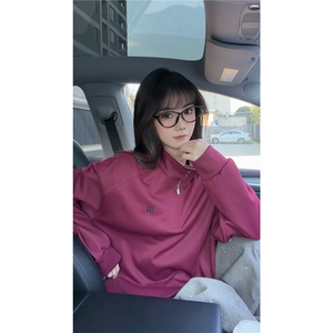 秋冬男士美式半拉链立领运动卫衣男女潮牌秋季情侣外套Polo衫p55图片
