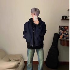 青少年飞行员夹克男春秋季翻领工装外套美式复古男装短款棒球服潮，男装夹克，星座506A