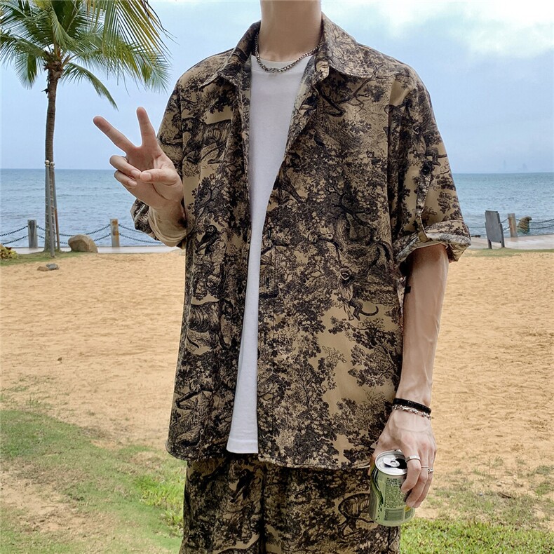 动物豹套装TZ77814特P45衬衫DCS77815特P27DK77816特P18套装控88,男装休闲套装,星座227-7