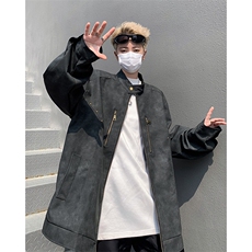高级感水洗皮衣男士韩版潮流高街帅2024秋冬ins宽松外套W5882-P90，男装皮衣，星座412-2