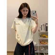 万针全刺绣工艺抖音得物高品质260克重磅纯棉双纱美式高街短袖T恤，男装T恤，电商A486-1