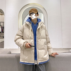 假两件连帽设计感百搭情侣港风棉衣M062-P70控158，男装棉衣，星座717