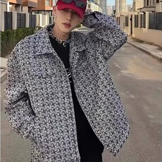 小香风复古粗花呢中长款外套女2024春季港味韩版百搭显瘦宽松上衣，男装夹克，星座506A