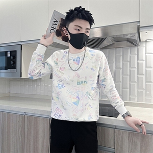 高级感印花卫衣男长袖社会小伙T恤301C-WY18-P58控78图片