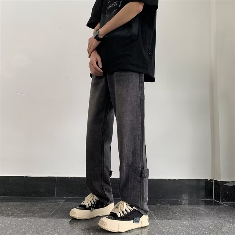 美式牛仔裤男复古街头裤子痞帅拉链修身直筒微喇休闲裤W7099-p43,男装牛仔裤,星座1008-2