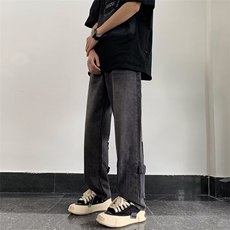 美式牛仔裤男复古街头裤子痞帅拉链修身直筒微喇休闲裤W7099-p43，男装牛仔裤，星座1008-2