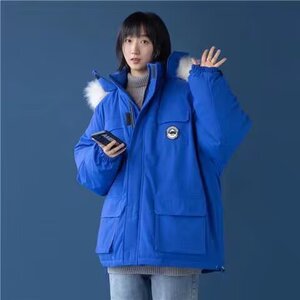 加绒加厚冬男女连帽棉衣毛领工装大口袋魔术贴面包服MY259 P88图片