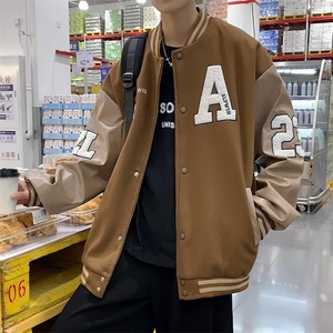 棒球服ins潮流高街情侣外套oversize潮复古夹克男 W3454-P58图片