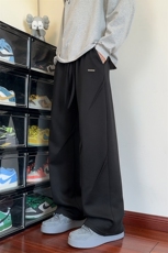 重磅360g曼巴棉港风褶皱金属标宽松休闲卫裤男K5633-特P36控69，男装休闲裤，电商A001-1