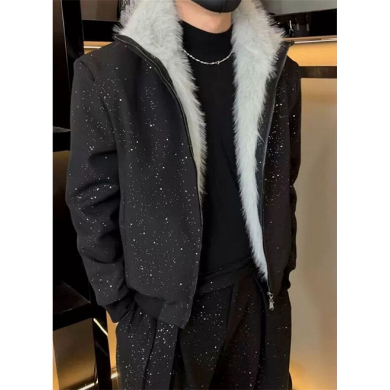 冬季内里全毛毛呢星空夹克外套男士宽松加厚保暖棉服MF924,男装夹克,星座1116A（原606A-3）