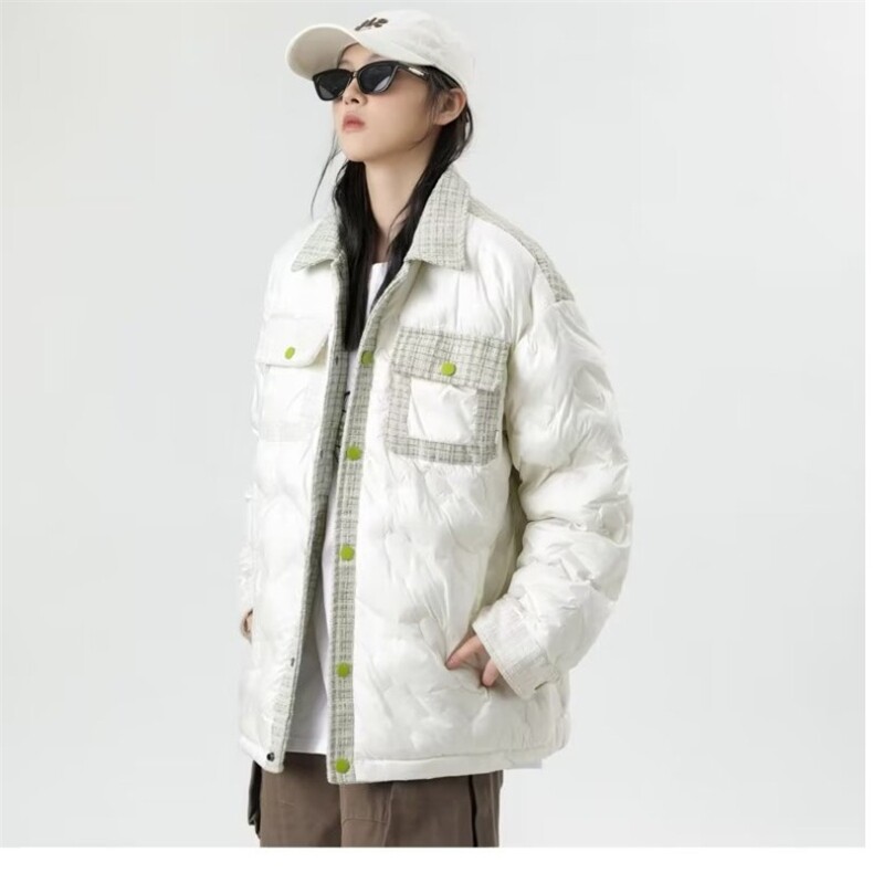 2023高级感拼接复古小香风设计感小众黑色棉服J855P105,男装棉衣,星座1116-2