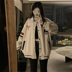 美式2025秋季新款底特律夹克女春秋鹿皮绒翻领工装外套C818-P100，男装夹克，星座911-2(原星座613-2）