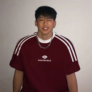 夏季美式高街重磅纯棉三条杠织带撞色男女短袖T恤ZD537-特P30,绑带小上衣搭配图片图片