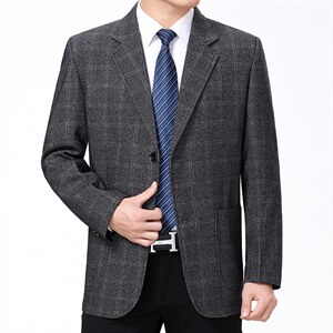 2022休闲西服男上衣单件秋季商务休闲中年宽松西装外套时尚男装图片