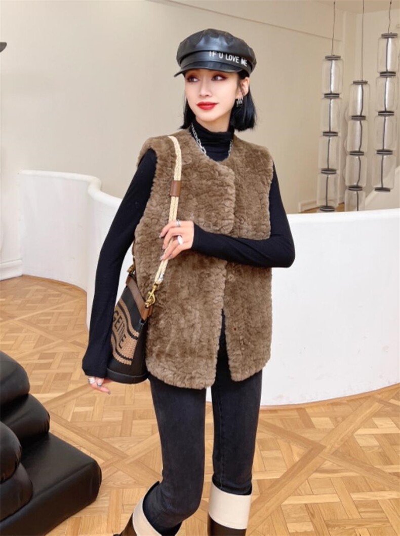 皮毛一体背心，女装背心吊带，千禧宏运