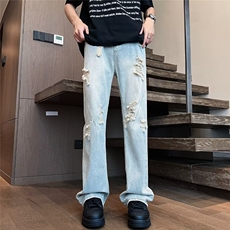2024美式牛仔裤男款直筒长裤潮XK8083P45，男装牛仔裤，星座1116-2