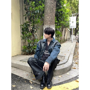 【有货】深蓝色牛仔外套男款高级感痞帅工装夹克NZY11CC-P70图片