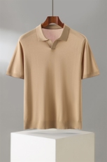 夏季新款男士莱赛尔天丝剪刀翻领短袖，男装T恤，昭美羊绒