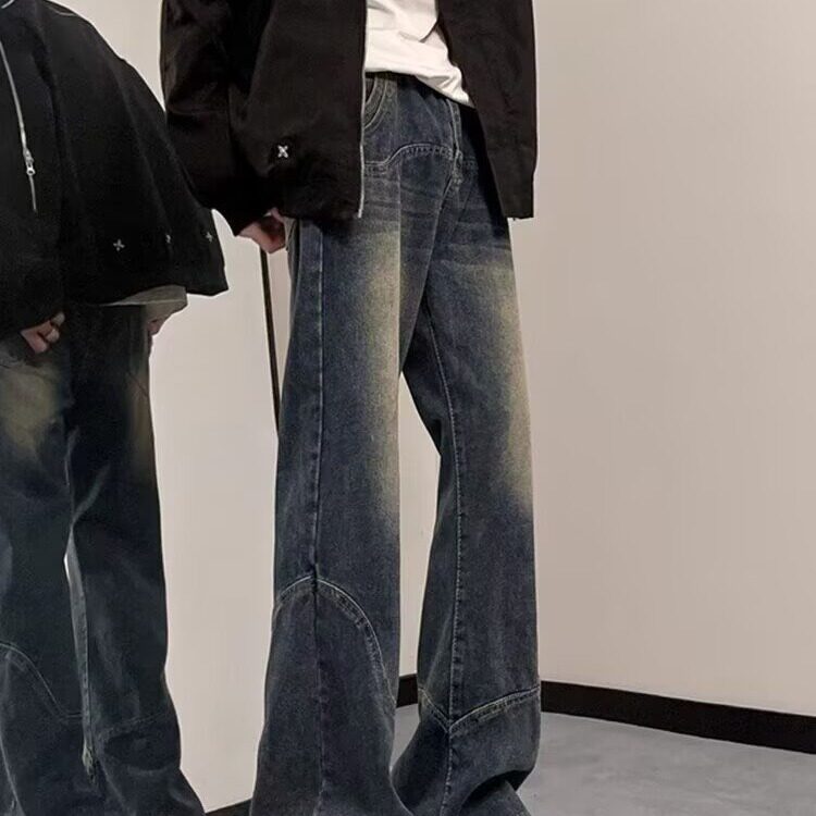 复古工装牛仔裤男宽松直筒阔腿显瘦裤子潮流美式高街百搭休闲长裤,男装牛仔裤,星座1210-1