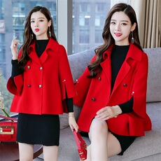 POLO领个性显瘦修身百搭短款毛呢外套2025年秋季潮流简约纯色长袖，女装毛呢外套，深妍伊美