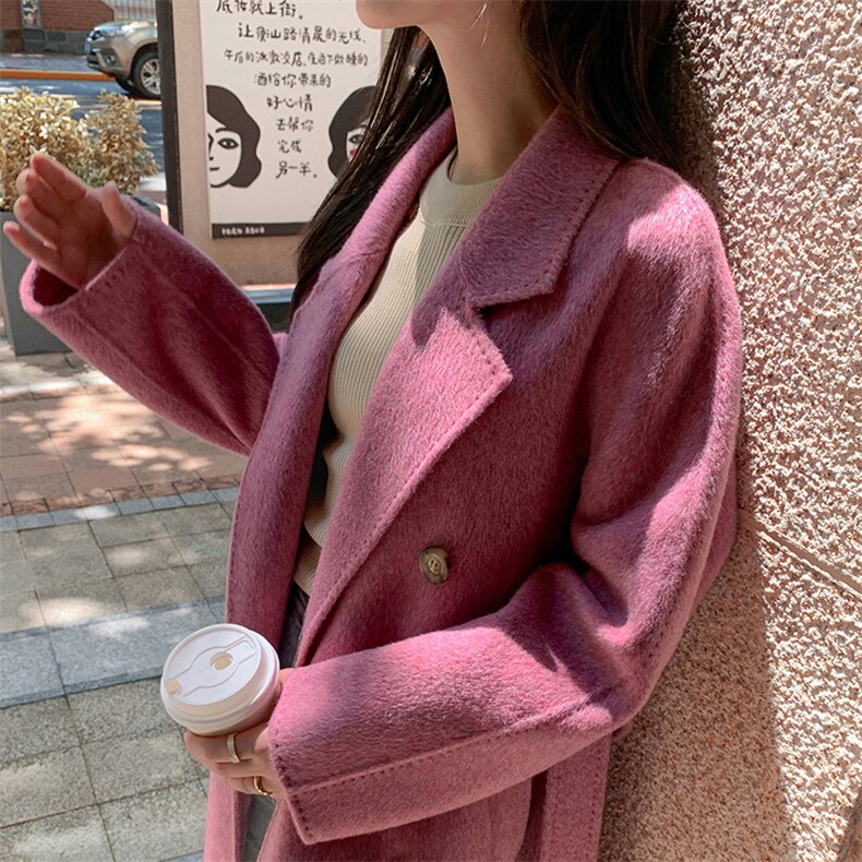 气质女装双面呢大衣高端品质30%绒韩版简约大气经典纯色外套,女装双面呢大衣,乾庄羊绒