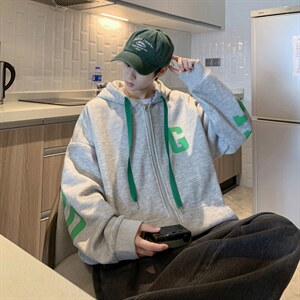 宽松潮港风卫衣春秋情侣外套连帽开衫加厚印字母卫衣A2018-A18P75,男装卫衣,星座1109-2