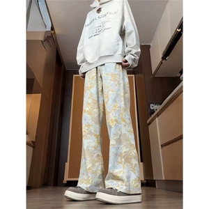 美式牛仔裤男款潮牌水洗弯刀裤直筒微喇长裤NA019-P40图片