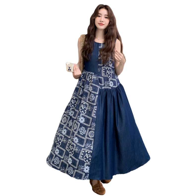 【新款】设计感拼接连衣裙女夏季长裙2C353/8675/P120/K178,女装连衣裙,2C353