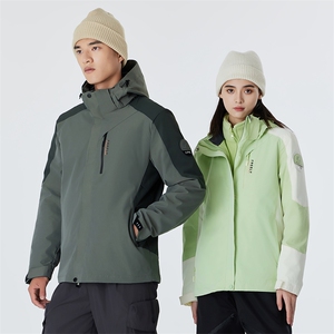 冲锋衣男女三合一可拆卸山系户外钓鱼冬季加绒加厚防水外套登山服图片