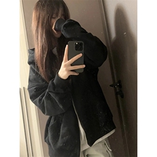 抖音得物品质二开26春装美式高街双头双拉链卫衣开衫外套W74，女装短外套，电商A486-1