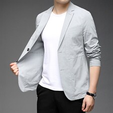 2023春季新款男士薄款西服中年男士商务休闲小西装百搭便西男装图片