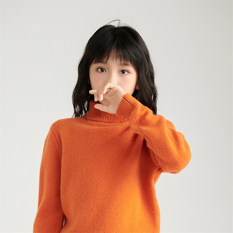 2025春秋新款羊绒衫女100纯山羊绒加厚保暖高领上衣纯色针织套衫,童装儿童羊毛衫,鑫贝羊绒