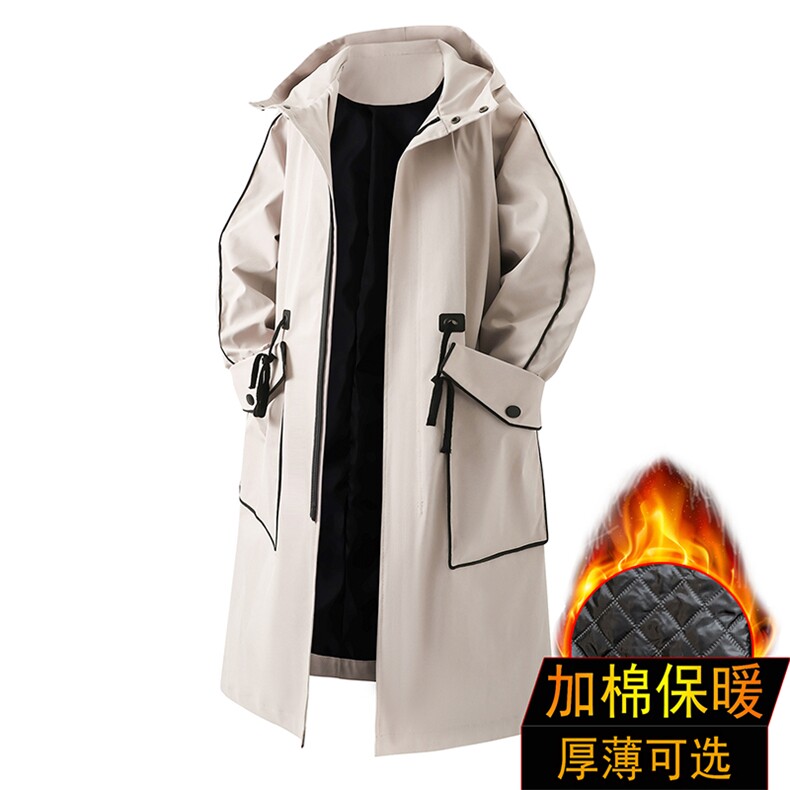 加绒加厚风衣男中长款大衣男棉衣男F080薄P105加棉P120立体3D二，男装风衣，星座401