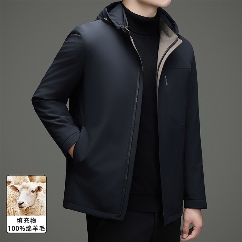 现货羊毛内胆可脱卸秋冬款中老年羊毛派克服外套中年休闲夹克,男装夹克,钱塘723
