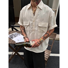 【量大价优】天丝亚麻套头衬衫T恤ootd穿搭CS08001P55，男装T恤，星座1004（原星座815-3）
