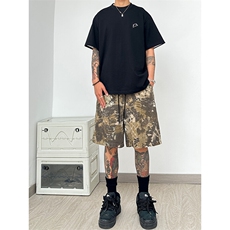 港风蜂窝爆裂纹迷彩短裤五分裤休闲裤A014-DY25080-P45控68，男装牛仔裤，电商A014