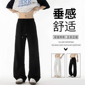 西裤面料垂感好!垂坠感休闲裤子男夏季薄款褶皱美式直筒KZ062P50图片
