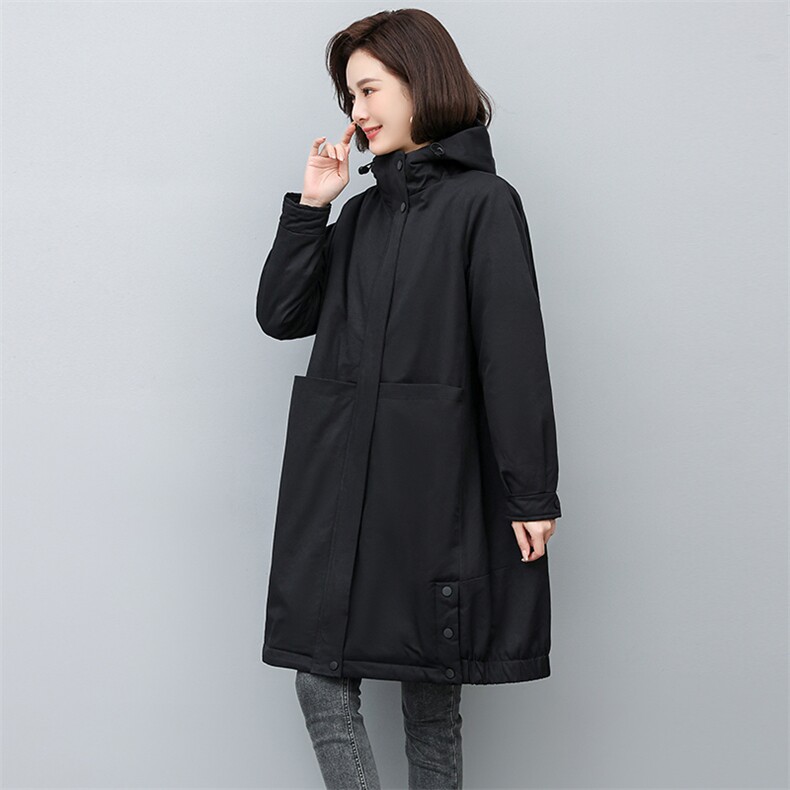 派克服棉衣中长款2022年新款加绒加厚妈妈大码宽松外套,女装派克服,忆绮罗