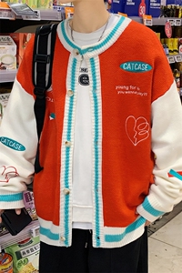 ！2023秋冬新款男士针织开衫潮流棒球服毛衣外套M323P78图片