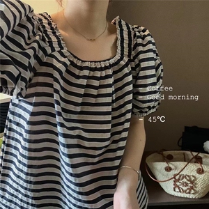 夏季新品一字肩条纹T，其它，TWO LAPS