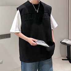 夏季字母背心潮流宽松T恤休闲上衣A071-T11-P30，男装背心/马甲，电商A071