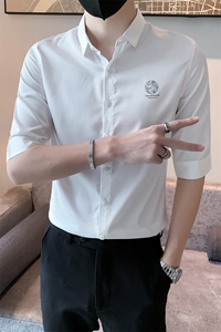 B302CS249P502023夏装新款男士印花七分袖衬衫轻奢社会小伙风图片