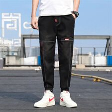 港风原创宽松牛仔裤水洗做旧男日系束脚九分裤NZ03，男装牛仔裤，星座410-6（原星座1304-1）