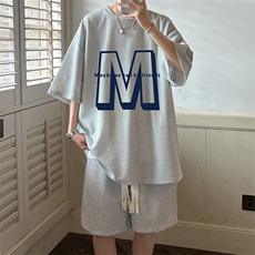 华夫格套装运动短袖t恤套装休闲两件套一套HZ84260-P44，男装T恤，电商A040