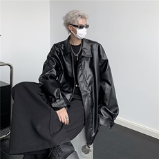GC6360-P65美式街头2026秋季新款潮牌复古机车服宽松男皮衣外套，男装皮衣，电商C233