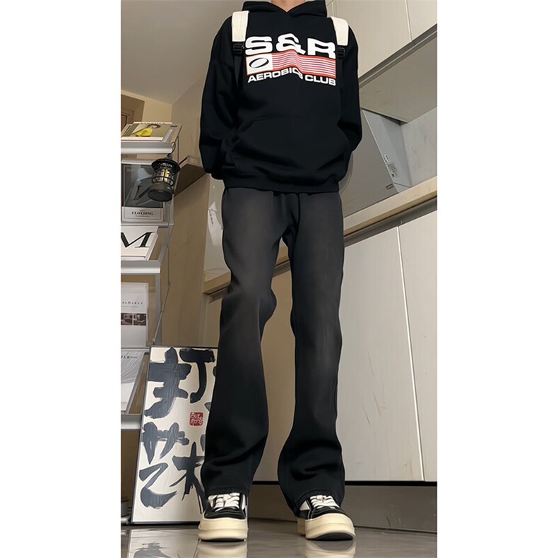 ！水洗微喇叭加绒牛仔裤修身显瘦现货常规55加绒65,男装牛仔裤,星座310A-4