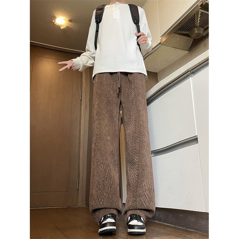 YK86132-P40加绒P45美式加绒裤子男冬季加厚灯芯绒卫裤麦穗纹，男装休闲裤，电商A086-1